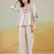 Women’s Cotton Blend Embroidered Top with Palazzo Pants Set