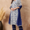 Women Floral Printed V-Neck A-Line Kurta with Trousers & With Dupatta