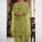 Embroidered Organza Suit in Light Green