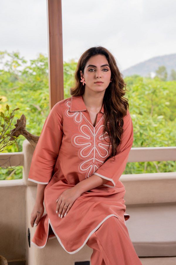 WOMEN COTTON CO ORD SET - IN RUST COLOR